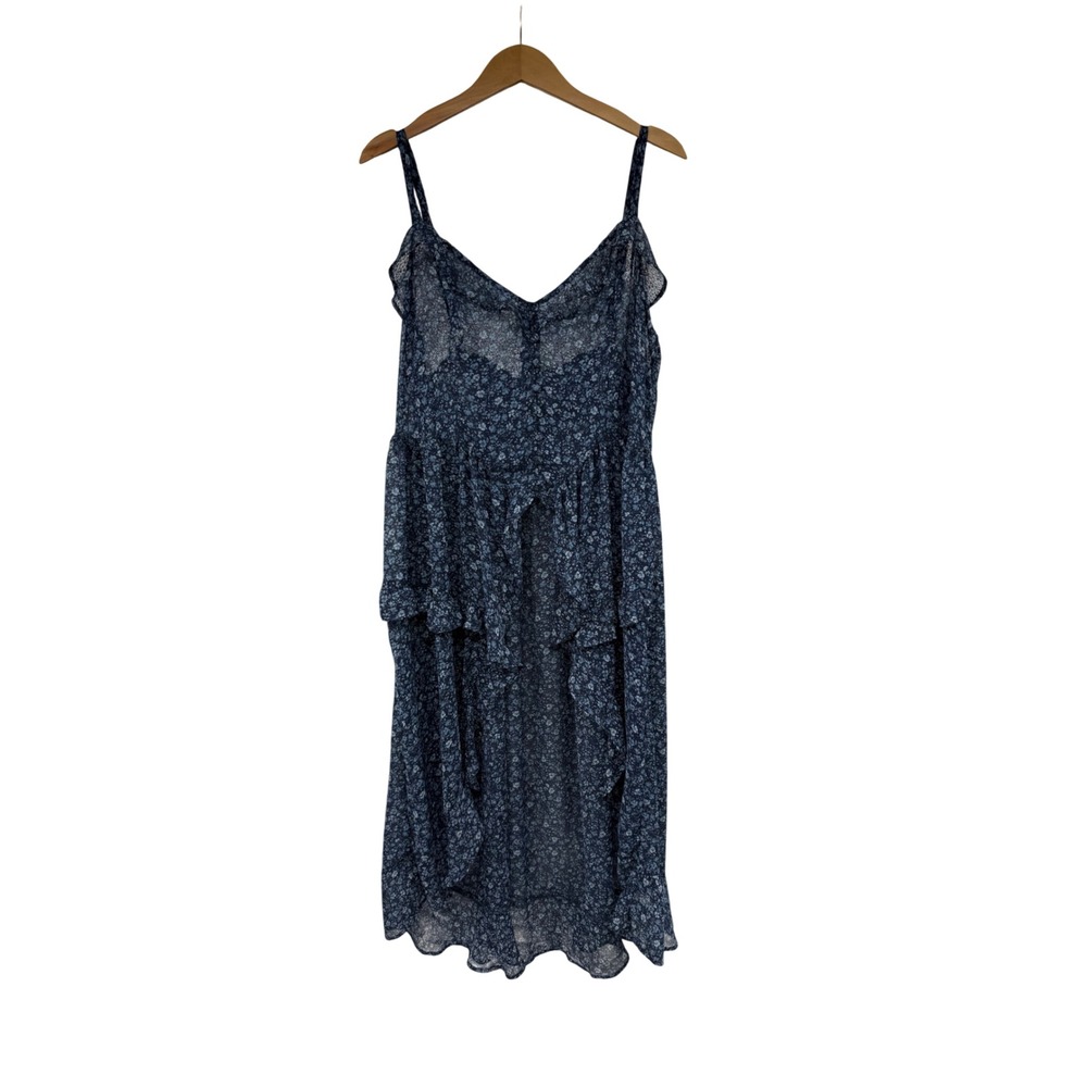 Torrid Blue Floral Chiffon High Low Ruffle Cami Top Western Festival Size 0/12